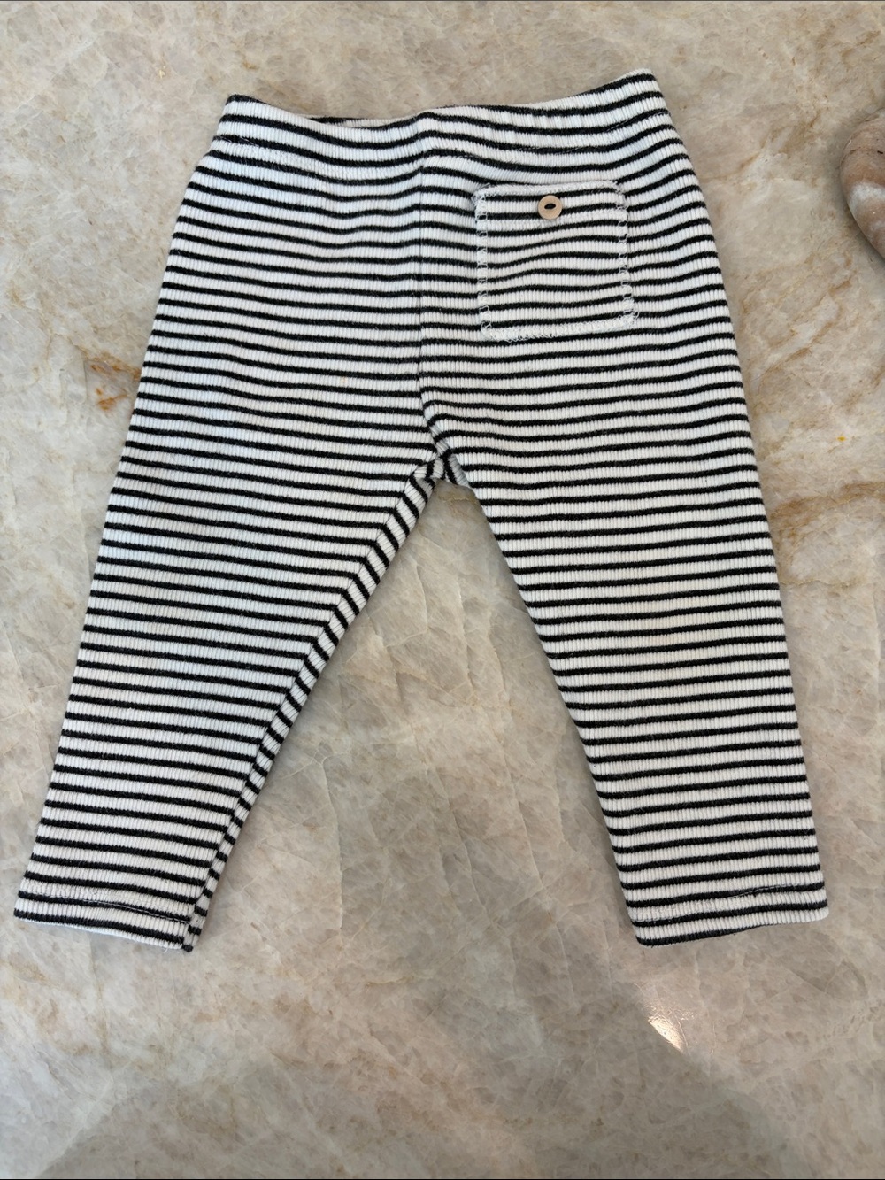 Zara Black & White Striped Knit Leggings